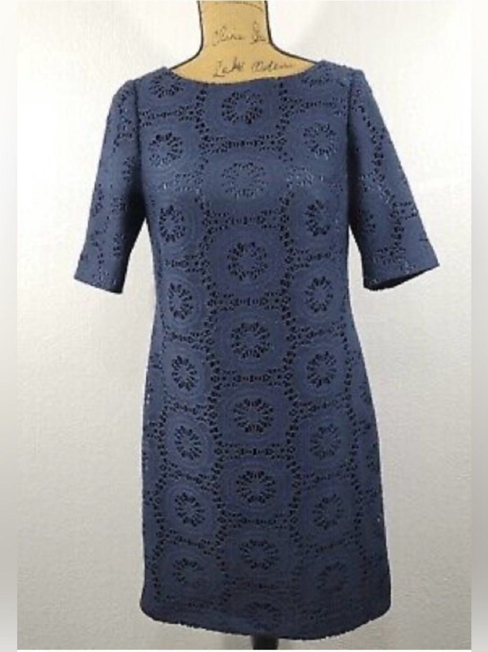Adrianna Papell Navy Lace Sheath Dress 14 Wedding Cocktail
